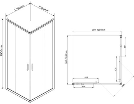 Душевой уголок Vincea Garda VSS-1G100CLB 100х100 профиль Черный стекло прозрачное 