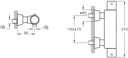 Смеситель для душа Vitra Aquatech AquaHeat A47056EXP с термостатом Хром 