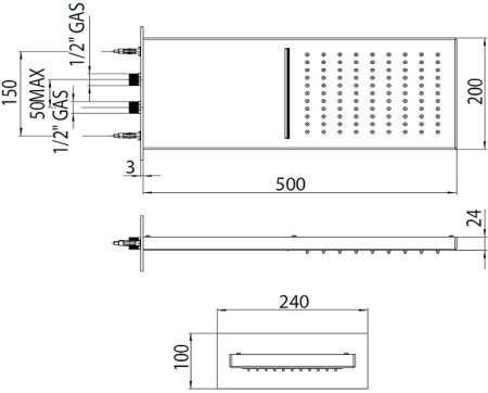 Верхний душ Bossini Manhattan I00570.073 Черный матовый 