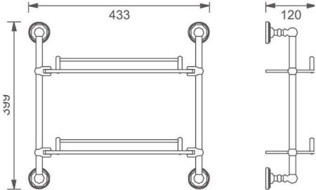Полка Aquanet 4652 золото двойная 
