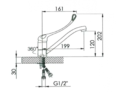 Cмеситель для раковины с локтевой (хирургической) ручкой HANSEN H45015 Хром 