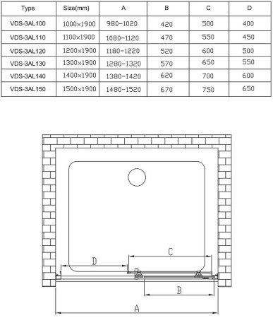 Душевая дверь Vincea Alpha 120 VDS-3AL120MT профиль Хром стекло текстурное 