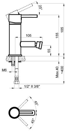 Смеситель для биде Azario Tasco AZ-15166601 Хром 