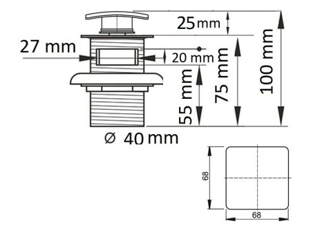Донный клапан для раковины CeramaLux RD009 с переливом, бронза 
