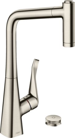 Смеситель Hansgrohe Metris Select M71 73806800 для кухонной мойки, сталь 