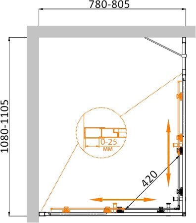 Душевой уголок Cezares Molveno AH 21 80+30 C Cr IV 