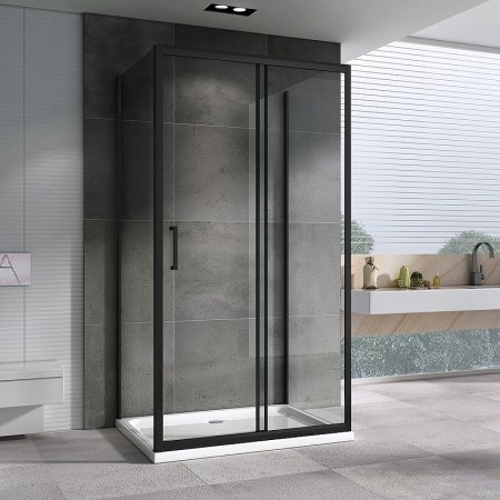 Душевой уголок Abber Schwarzer Diamant 180х100 AG30180B-S100B-S100B профиль Черный стекло прозрачное 