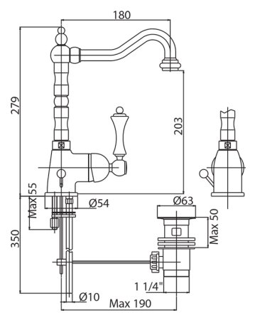 Смеситель Cezares Margot MARGOT-LSM2-02-Bi для раковины 