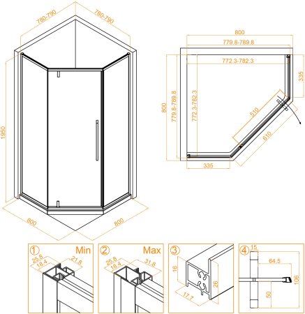 Душевой уголок RGW SV-81 800x800 