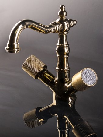 Смеситель для раковины Boheme Royal Cristal 292-Royal Золото 