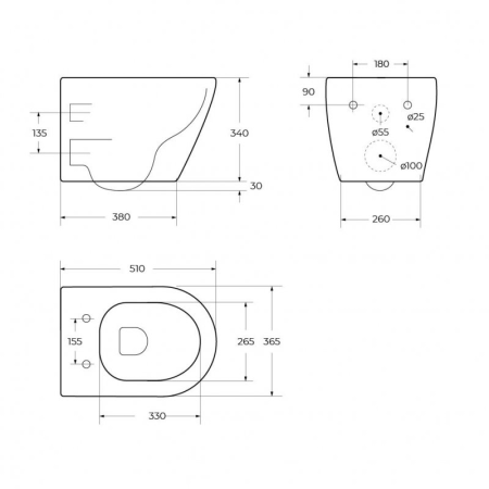 Подвесной унитаз с сидением Cezares STYLUS-TOR торнадо CZR-6601-TH-TOR 