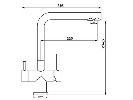 Смеситель с подключением фильтра для питьевой воды Longran Sprint Logic LM2192 Нержавеющая сталь 