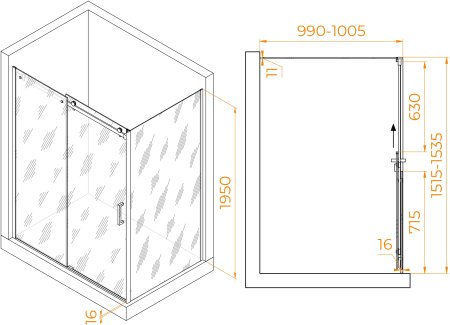 Душевой уголок RGW TO-44-1 (TO-14 + Z-060-2) 1500x1000 
