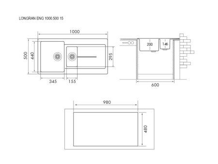 Мойка для кухни каменная Longran Enigma ENG 100x50 Терра 
