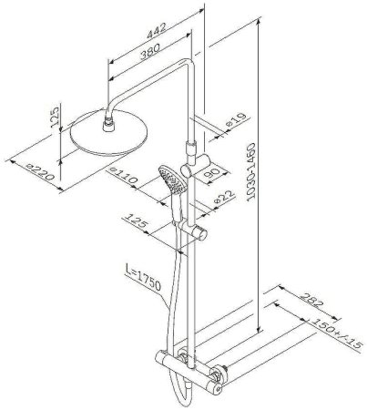 Душевая система AM.PM Gem F0790410 с термостатом Хром 