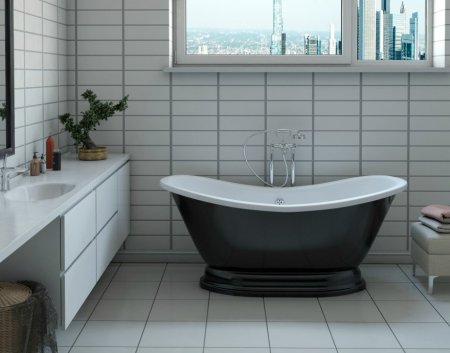 Ванна отдельностоящая из литьевого мрамора Эстет Бостон 180 180x74 на подиуме 