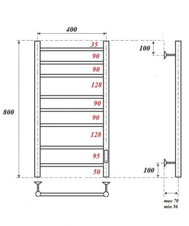 Полотенцесушитель электрический APEXTERMO Stella ST00184GL 800x400, золотой матовый 