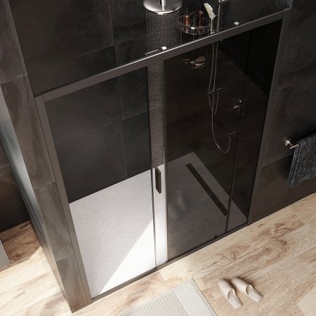 Душевая дверь AM.PM Gem 140 W90G-140-1-195BG профиль Черный матовый стекло тонированное-прозрачное 