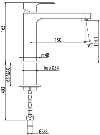 Смеситель для раковины Gattoni Kubik 2581/25N0 Черный матовый 