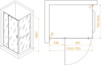 Душевой уголок RGW PA-078-1B (RGW PA-008B + Z-060-2B) 1000x800