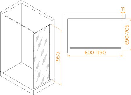Душевая перегородка RGW WA-002G 700 