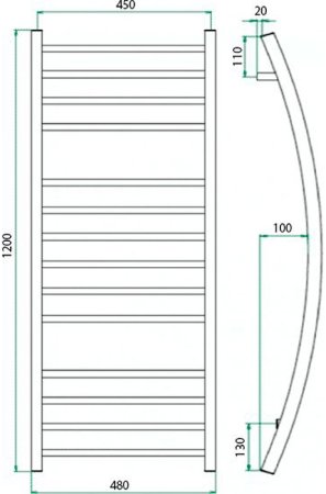 Водяной полотенцесушитель Grota Primo 480х1200 Хром 