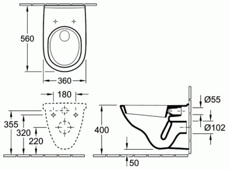 Унитаз подвесной Villeroy & Boch ONovo 5660H1R1 альпийский белый 
