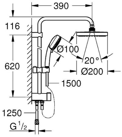 Душевая система Grohe New Tempesta Systems 27389002 Хром 
