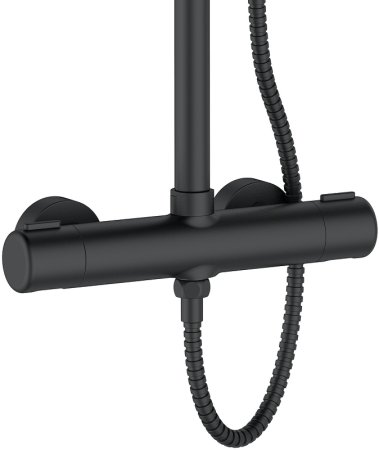 Душевая система WellWant by Agger Nero WWDS0W4428125B с термостатом Черная 