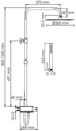 Душевая система WasserKRAFT A114.160.217.CB Thermo с термостатом Черная матовая 