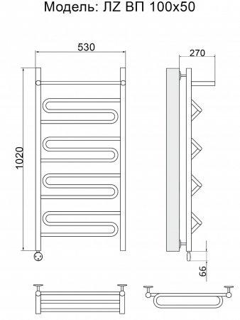 Полотенцесушитель электрический Ника Curve ЛZ/ВП 100х50 левый тэн 