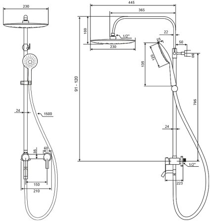 Душевая система WesnaArt Eko EKO05-314Black Черная матовая 