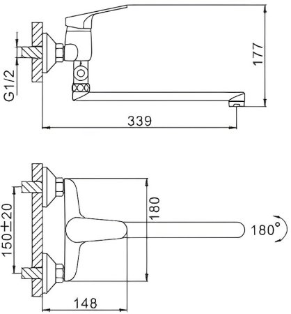 Смеситель для ванны Frap H16 F2116 универсальный Хром 