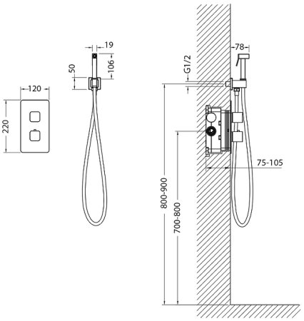 Гигиенический душ со смесителем Timo Petruma 5089/17SM Золото матовое 