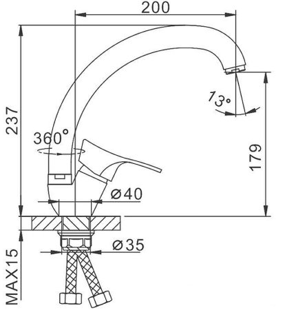 Смеситель для кухни Frap H14 F4114-2 Хром 