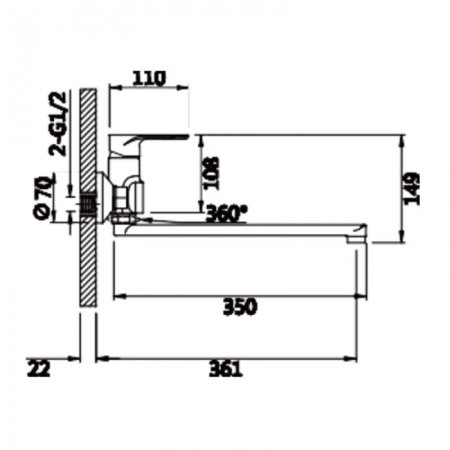 Cмеситель для ванны ViEiR V043541 Хром 