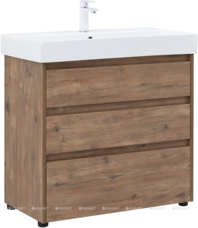 Тумба с раковиной Aquanet Nova Lite 85 дуб рустикальный (3 ящика) 