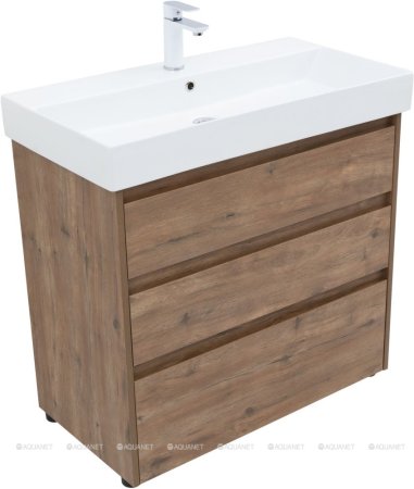 Тумба с раковиной Aquanet Nova Lite 85 дуб рустикальный (3 ящика) 