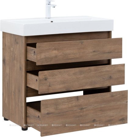 Тумба с раковиной Aquanet Nova Lite 85 дуб рустикальный (3 ящика) 