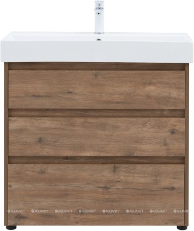 Тумба с раковиной Aquanet Nova Lite 85 дуб рустикальный (3 ящика) 