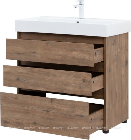 Тумба с раковиной Aquanet Nova Lite 85 дуб рустикальный (3 ящика) 