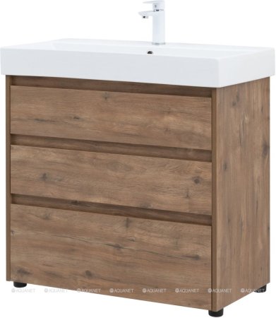 Тумба с раковиной Aquanet Nova Lite 85 дуб рустикальный (3 ящика) 