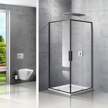 Душевой уголок Vincea Slim 90х90 VSS-2SL900CLB профиль Черный матовый стекло прозрачное 