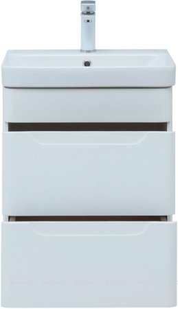 Тумба с раковиной Aquanet София 50 белый глянец (2 ящика) 