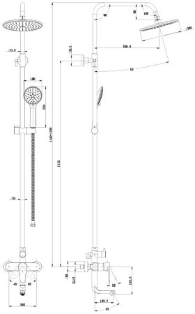 Душевая система Olive's Barros 22511-1BRB Черная матовая 