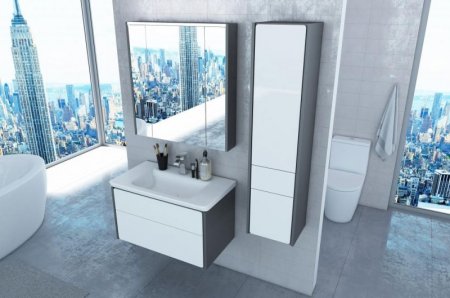 Зеркальный шкаф Roca Ronda 80 ZRU9302970 с подсветкой Белый глянец Антрацит 