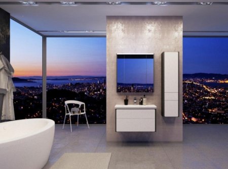 Зеркальный шкаф Roca Ronda 80 ZRU9302970 с подсветкой Белый глянец Антрацит 