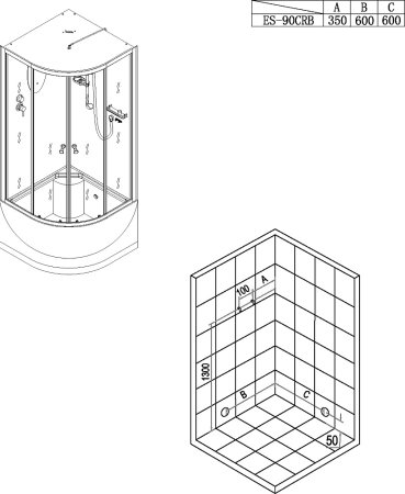 Кабина душевая ESBANO ESGT-90 CRB 