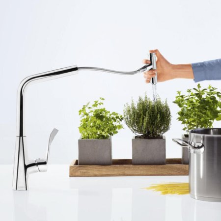 Смеситель Hansgrohe Metris Select M71 73807000 для кухонной мойки, хром 