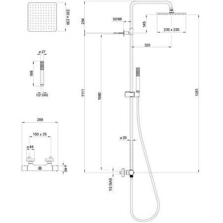 Душевая стойка Bossini Cosmo L10103.073 черный матовый 